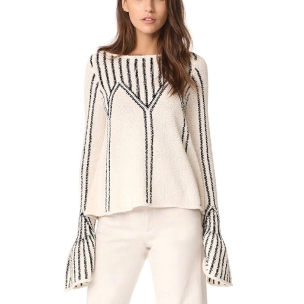 ULLA JOHNSON Beatriz Pullover Sweater Bell Sleeve Crew Neck